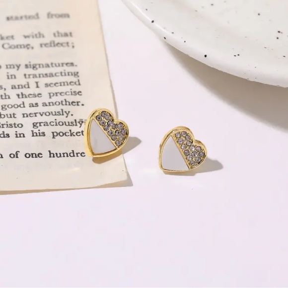 Jewelry - Gold Filled CZ Heart Earrings